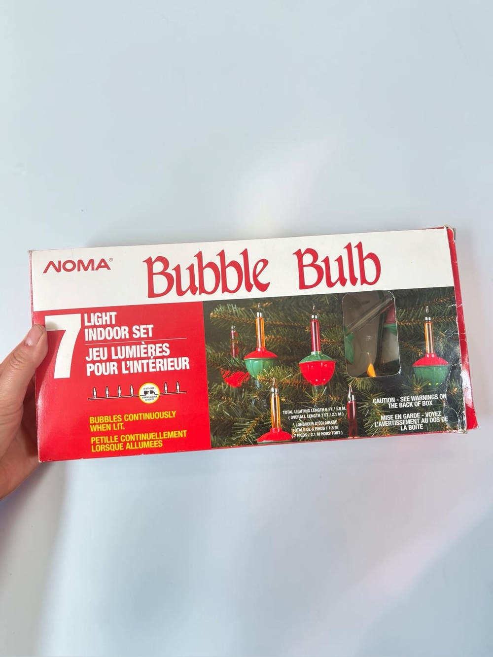 Vintage NOMA Bubble Bulb Christmas Lights 7 Light Set Original Box Works